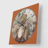 可愛いボタンダウンベアーローマ数字 スクエア壁時計 (傾斜)