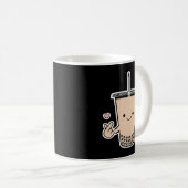 可愛いボバKPopバブルミルクティコリアフィンガーハート コーヒーマグカップ (正面右)