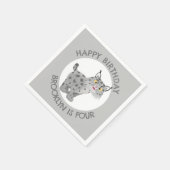 可愛いボブキャットオオヤマネコのパーソナライズされた誕生日 スタンダードカクテルナプキン (角)