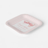 可愛いボヘミアンピンクのリボン赤ちゃん女の子シャワー ペーパープレート (傾斜あり)