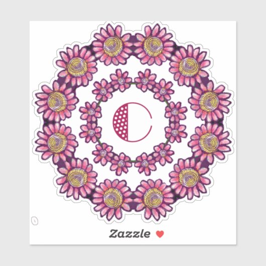 可愛いボホの花が咲くCモノグラムかわいらし シール (シート)