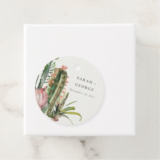 可愛いボホピンクフローラ砂漠のサボテン結婚の葉 フェイバータグ (インサイチュ)