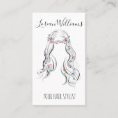 可愛いボホヘイ結婚アースタイルの美容師フローラQR 名刺 (正面)