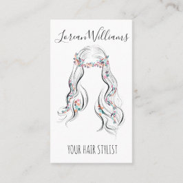 可愛いボホヘイ結婚アースタイルの美容師フローラQR 名刺