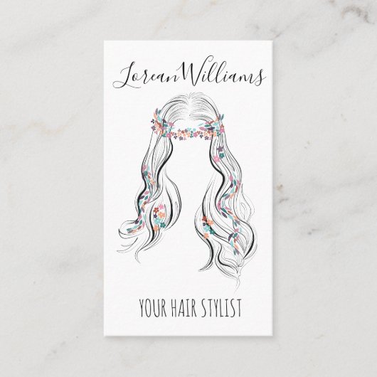 可愛いボホヘイ結婚アースタイルの美容師フローラQR 名刺 (正面)