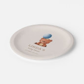 可愛いボホベアブルーバルーンベビーシャワー ペーパープレート (アングル)