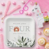 可愛いボホライオンの葉の四番目の誕生日パーティー ペーパープレート (パーティー)