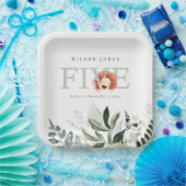 可愛いボホライオンの葉の5回目の誕生日パーティー ペーパープレート (パーティー)