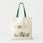 可愛いボホライオンの葉4歳の誕生日パーティー トートバッグ (正面)