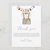 可愛いボホ服ボーイ赤ちゃんシャワーサンキューカード サンキューカード (正面/裏面)