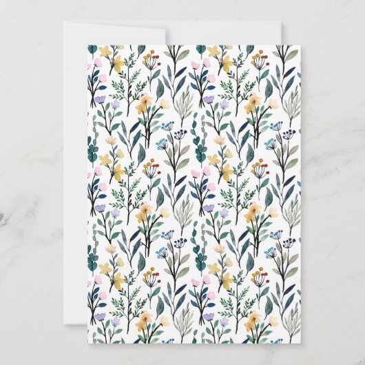 可愛いボホ水彩野草赤ちゃんシャワー 招待状 (裏面)