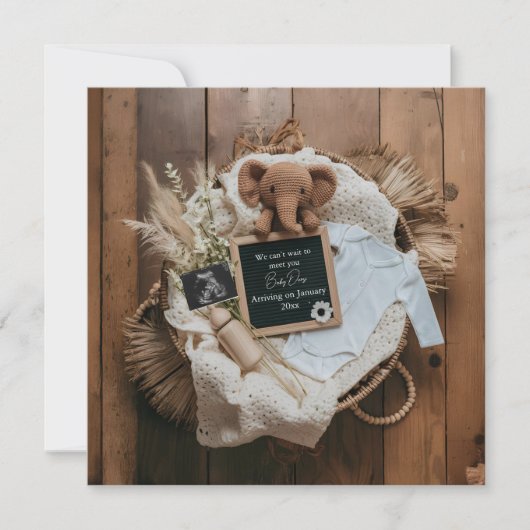 可愛いボホ素朴な妊娠の発表 シーズンカード (正面)