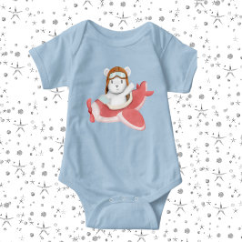 可愛いボーイズアドベンチャー飛行機 ベビーボディスーツ