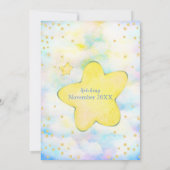 可愛いボーイブルー金ゴールドドラゴンベビーシャワー 招待状 (裏面)