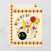 可愛いボーリングピン誕生日招待状はがき インビテーションポストカード (正面/裏面)