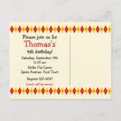 可愛いボーリングピン誕生日招待状はがき インビテーションポストカード (裏面)