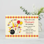 可愛いボーリングピン誕生日招待状 招待状 (スタンド正面)