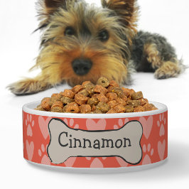 可愛いボーンポープリントハートパターンドッグネームオレンジ ボウル