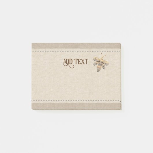 可愛いポスト金ゴールドビースタイル付きリネン ポストイット (正面)