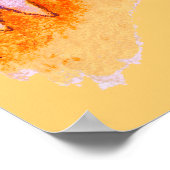 可愛いポニーアートピンクのオレンジ色の四角いポスタープリント ポスター (角)