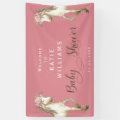 可愛いポニーピンク赤ちゃんシャワー歓迎サインバナー 横断幕 (縦)