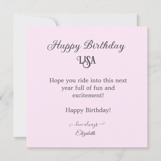 可愛いポニー子供の誕生日付きテーマ カード (裏面)