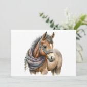 可愛いポニー着スカーフ空白のグリーティングカード 招待状 (スタンド正面)
