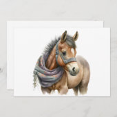 可愛いポニー着スカーフ空白のグリーティングカード 招待状 (正面/裏面)