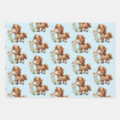 可愛いポニー食べデイジー柄 ラッピングペーパーシート (正面)