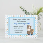 可愛いポニー1st誕生日招待状forボーイズ 招待状 (スタンド正面)