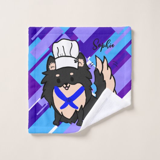 可愛いポムシェフブラック ウォッシュタオル (ウォッシュタオル)