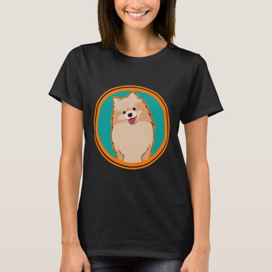 可愛いポメラニア犬かわいい犬 Tシャツ (正面)