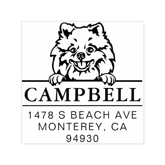 可愛いポメラニア犬カスタムドッグアドレススタンプ セルフインキングスタンプ (デザイン)