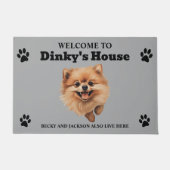 可愛いポメラニア犬ドッグ写真 ドアマット (正面)