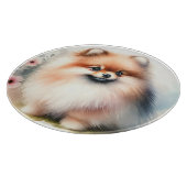 可愛いポメラニア犬水彩イラストレーション カッティングボード (角)