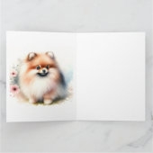可愛いポメラニア犬水彩イラストレーション カード (内部)