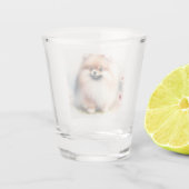 可愛いポメラニア犬水彩イラストレーション ショットグラス (裏面)