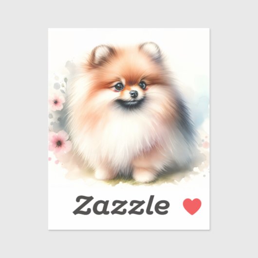 可愛いポメラニア犬水彩イラストレーション シール (シート)