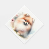 可愛いポメラニア犬水彩イラストレーション スタンダードランチョンナプキン (角)
