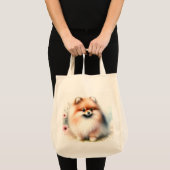 可愛いポメラニア犬水彩イラストレーション トートバッグ (正面(商品))
