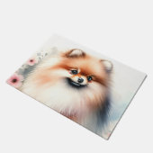 可愛いポメラニア犬水彩イラストレーション ドアマット (アングル)