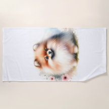 可愛いポメラニア犬水彩イラストレーション