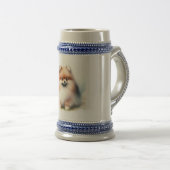 可愛いポメラニア犬水彩イラストレーション ビールジョッキ (正面右)