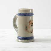 可愛いポメラニア犬水彩イラストレーション ビールジョッキ (正面左)