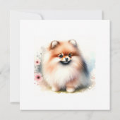 可愛いポメラニア犬水彩イラストレーション 招待状 (裏面)