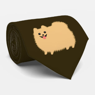 可愛いポメラニア犬漫画の犬チョコレートカラー ネクタイ