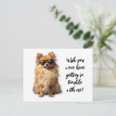 可愛いポメラニア犬犬が君の家に恋しく思いれば ポストカード (スタンド正面)