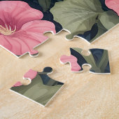 可愛いポメラニア犬犬とピンクペチュニア ジグソーパズル (側面)