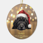 可愛いポルトガルの水犬サンタパーソナライズされた帽子 セラミックオーナメント (左)