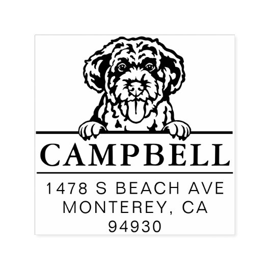 可愛いポルトガル語ウォーターカスタムドッグの住所 セルフインキングスタンプ (デザイン)